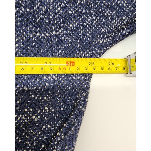 Charter Club Navy Blue Textured Sweater With Bow-Tied Sleeves & Gold Grommet Acc - Picture 8 of 11